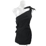 ZARA  Women's Black Tie One Shoulder Sleeveless Drape Mini Bodycon Dress Size XL Photo 4