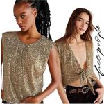Free People New! Lost In Your Light Sequin Tie Front Women's Top, size XL Photo 4