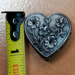 Vtg Torino Floral Pin Brooch Heart Trinket Box 1" Bloomcore Gray Photo 6