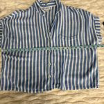 Evereve Blue White Stripe Button Up Short Sleeve Shirt Top Womens Size Small Photo 7