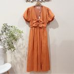 ASTR  Citrine Linen Bow Front Midi Dress Turmeric Orange One Size NWT Photo 5