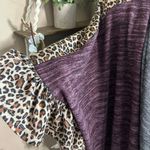 Umgee mixed leopard purple/gray colorblock ruffle sleeve oversized cardigan Photo 1