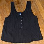 Old Navy Dark Gray Sleeveless Button Tank Top Cropped Size S Flowy Waffle Weave Photo 0