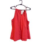 J. McLaughlin  Halter Top Sleeveless‎ Textured Blouse Coral Red XL Photo 2