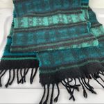Johnstons of Elgin Lambswool Scarf Blue Green Black Stripe Photo 6