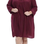 Amanda Uprichard GB X  Maroon Gwynnie Bee Long Sleeve Tie Neck Shift‎ Dress 2X Photo 0