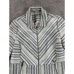 Chico's Textured Knit Zipper Front Jacket Women Large Ivory Career Striped Tweed Photo 11