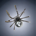 Vintage Style Gothic Spider Shape Brooch Inlaid‎ Faux Pearls Personality Brooch Gray Photo 4