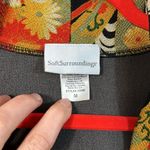 Soft Surroundings Kimono Jacket Women Medium One Button Floral Black Lightweight Photo 5