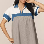 Daily Practice Rugby Babydoll Mini Dress Blue Size M Photo 0