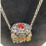 Vintage Women's Silver tone Multicolor Stone Purse Pendant Chain SKU 5998 Photo 3