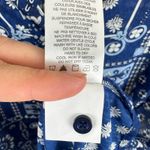 Adrienne Vittadini Blue White Long Sleeve Blouse Large Photo 7