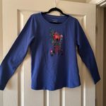 Talbots Christmas Embroidered Crewneck Long Sleeve Tee Size Small Photo 3