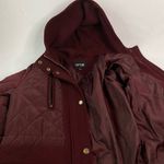 Apt. 9  Quilted Hooded Wool Jacket Women's Burgundy Wine Snap Button, Pockets - L Photo 3