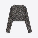 ZARA  floral detail long sleeve corset crop top size Small Photo 3