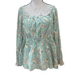 Torrid Cotton Clip Dot Blouson Sleeve Smocked Long Sleeve Top Floral Print 2XL Photo 2