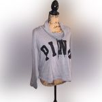 PINK - Victoria's Secret  Gray Black Cowl Neck Drawstring Cropped Sweatshirt L Photo 1