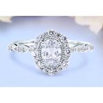 Boutique NEW Women’s Gold Filled Oval Halo Simulated Diamond, Sz 6 Photo 2