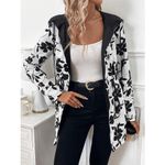 NWT ~ Women's Reversible Black & White Floral Jacket Short Coat & Hood ~ Size XL Photo 3
