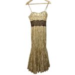 NWT Mandalay Champagne Gold Lace Beaded Sequin Long Mermaid Evening Gown Size 8 Photo 3