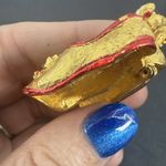 Christmas Slippers w Gifts Enamel COREL Vintage Gold Brooch Pin Photo 9