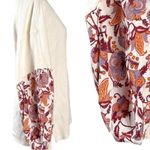 Anthropologie  Bohemian Thermal Waffle Knit Floral Puff Sleeve Top XS Oversized Photo 4