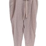 Beach Lunch Lounge Size XL Small Linen Blend Pants Pink Stripe Pull On Waist Tie Photo 0