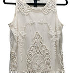 Cynthia Rowley  Lace Mesh Embroidered Sleeveless Blouse Ivory Womens Size Medium Photo 0