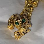 Vintage Articulated Leopard Pin Gold with Green Glass Eyes Photo 11