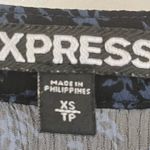 EXPRESS Floral Blue and Black Sheer Women's Top by Size XS Photo 8