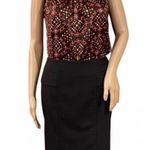 Tory Burch SILK Brown Multicolor Sleeveless Top Blouse Size 2 Bow Detail Photo 2