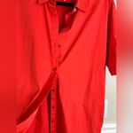 Eileen Fisher  Orange Classic Collar Cotton Poplin Shirt Dress Hi-lo size Medium Photo 4