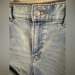 EXPRESS MIDI High Rise Jean Shorts Women Size 8 Cuffed Light Blue Summer Shorts Photo 3