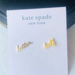 Kate Spade  Better Half Gold Script Stud Earrings NWT Photo 0