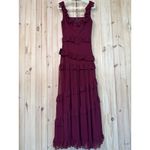 Lulus NWT  Compelling Romantic Burgundy Ruffled Tiered Maxi Dress Gala Banquet S Photo 1