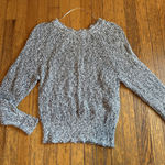 Free People  Sweater Womens XSmall Black White Marled Ribbed Lettuce Hem Crewneck Photo 0