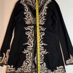 Lucky Brand  Black Embroidered Boho Folk Cotton Tunic Tie Waist Medium Photo 8