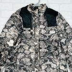 Mango Beige Black Snakeskin Print Hooded Lightweight Puffer Jacket Womens S Photo 3