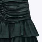 ZARA NWT Womens  Emerald Green Ruched Emerald Green Mini Skirt - Sz XS Photo 4