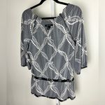 White House | Black Market Chain Pearl Off the Shoulder Smocked Knit Peplum Top M Photo 10