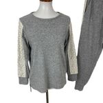 Flora Nikrooz  Lounge Set Gray Lace Trim Pullover Jogger Pants Small Cozy Chic Photo 1