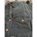 Miou Muse Women's Western Mini Dress Size Small Black Washed LS Snap Denim Like Photo 6