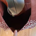 Fashionable Chocolate Brown Polka Dot Tote Bag‎ Shoulder Bag Crossbody Strap White Photo 3