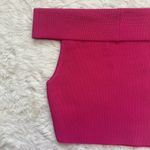 Babaton Aritzia Top Sculpt Knit Off-Shoulder Ribbed Cropped Pink Sz M Photo 5