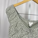 Japna  Medium Ciottagecore Smocked Floral Retro Ruched Crop Top Olive Green Photo 6