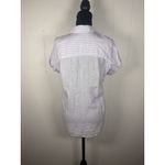 Lola River Womens Linen Top Xs Purple White Striped Tencel Button Down‎ Shirt Photo 1
