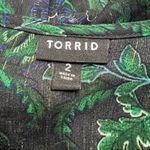 Torrid ‎ Floral Print Metallic Thread Babydoll Peasant Top Photo 6