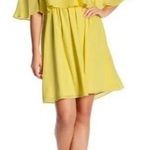 Alice + Olivia Shari Yellow Off-Shoulder Silk Dress Size Small Photo 0