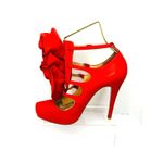 Christian Louboutin Dillian 120 Orange/Red Floral Leather Platform Heels EU 37 Photo 1