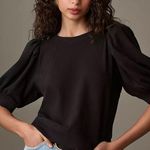 Maeve  Anthropologie Puff Sleeve Black Puff Sleeve Crewneck Sweatshirt Photo 0